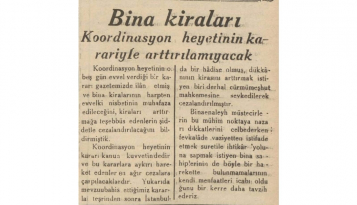 1940 yılında kira artışlarına keskin karar! Usulsüz kira artıranlar en ağır cezayı alacak!