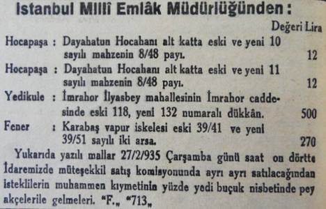 1935 yılında Fener Karabaş İskelesi'nde iki arsa 270 liraya satılıkmış!