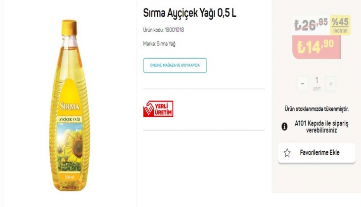 A101 Sırma marka ayçiçek yağını 15 liraya düşürdü! Vatandaş yağlara hücum etti