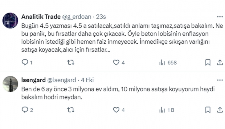 2 ay önce Ataköy de 3 milyon TL ye satılan 1+1 evin fiyatı şimdi 4.5 milyon TL! Arz artmazsa, fiyatı talep belirler!