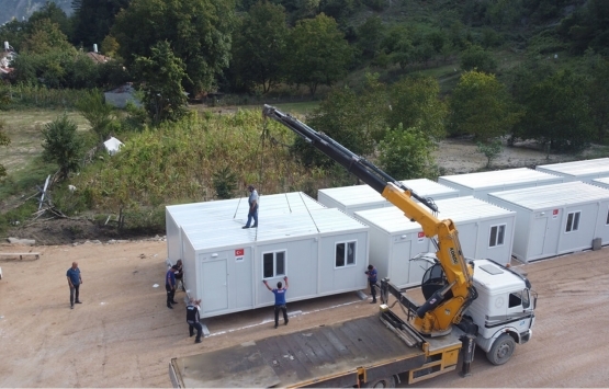 Sinop'ta evlerini kaybeden vatandaşlar için konteyner evler yerleştirildi!