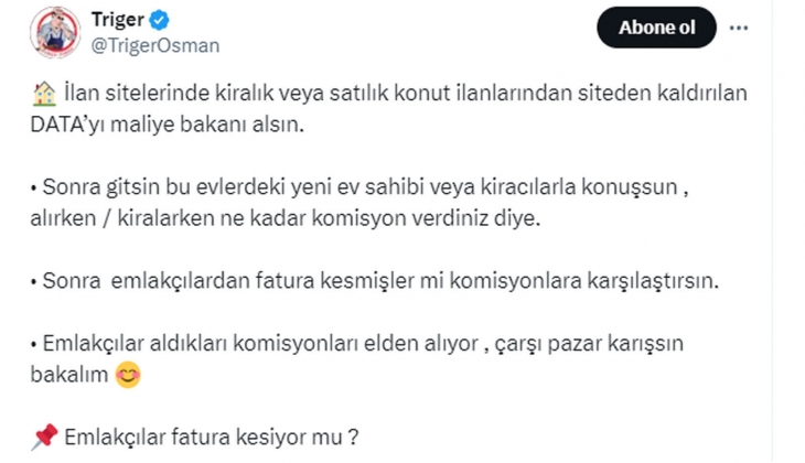 Emlakçılar komisyonlarda fatura kesiyor mu? Bakanlık araştırsın önerisi!
