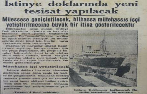 İstinye Dok Şirketi 1938 yılında hükümet tarafından satın alınmış!