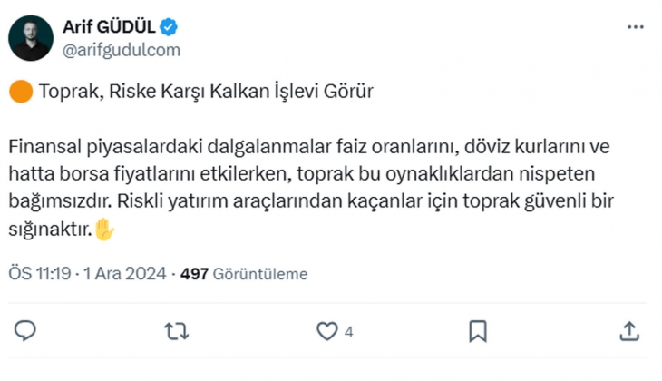 Uzmanı açıkladı: Toprak yatırımı, risklere karşı kalkan görevi görüyor!