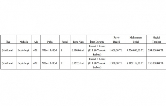 Gaziantep Şehitkamil de 18.1 milyon TL ye satılık 2 gayrimenkul!