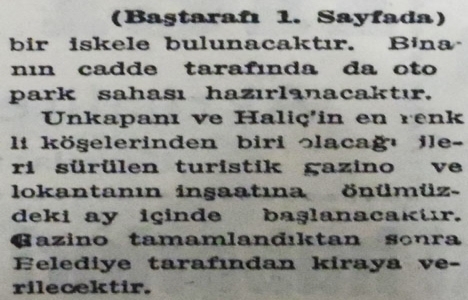 1968 yılında Haliç te turistik gazino inşa edilecekmiş!