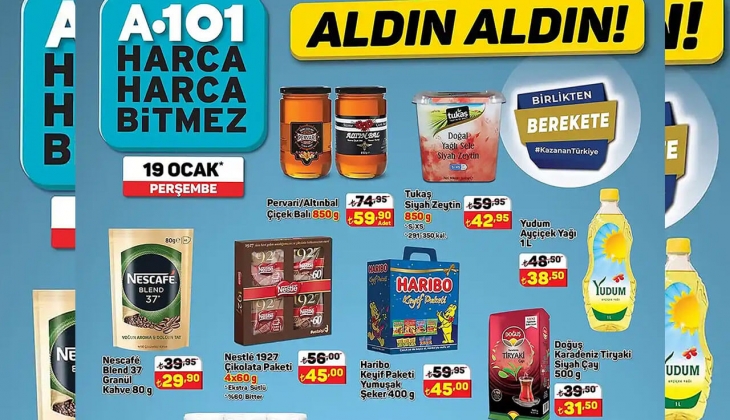 A101'de Yudum ayçiçek yağı 38 TL, Tiryaki siyah çay 31 TL! İndirim kataloğu 18 Ocak 2023 fiyat listesi