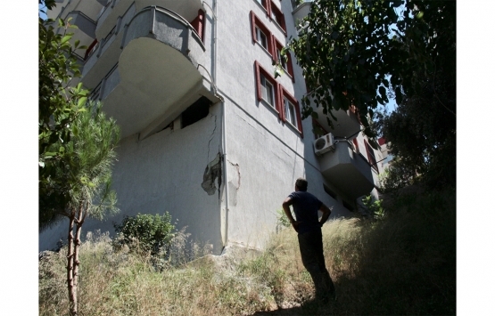 Mudanya'da zemin kolonu patlayan 7 katlı apartman boşaltıldı!