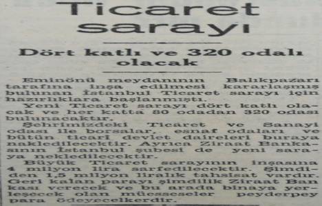 1946 yılında Eminönü'nde İstanbul Ticaret Sarayı inşa edilecekmiş!