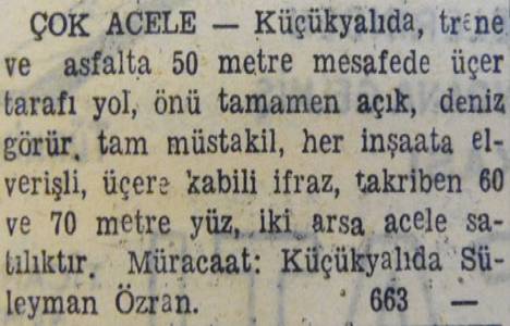 1946 yılında Kalamış ta 755 metrekare arsa 14 bin liraya satılacakmış!