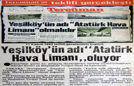 1985 yılında Yeşilköy Havalimanı nın adı değiştirilecekmiş!