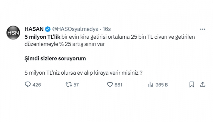 5 milyon TL lik evin kira getirisi 25 bin TL! Ev alıp kiraya vermek mantıklı mı?