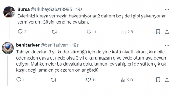 Emsali 30 bin TL olan evlerde 3-5 bin TL ye oturuyorlar: Kimse kötü niyetli kiracıları finanse etmeye mecbur değil!