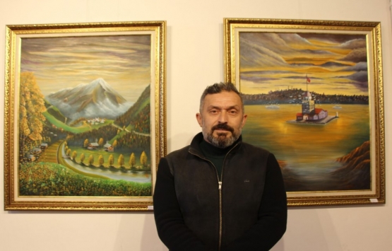 Trabzon da inşaat işçisi resim sergisi açtı!