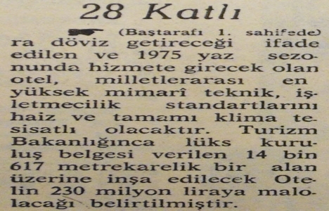 1972 yılında Taksim de 28 katlı otelin temeli atılmış!