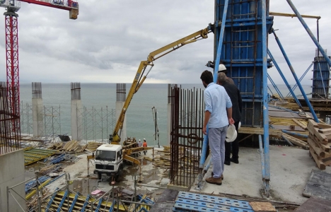 Rize Çaykur Fabrikası inşaatında beton dökümü yapıldı!