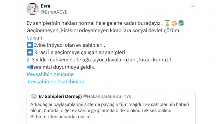 Mağdur ev sahiplerinden çağrı: Kirasını ödeyemeyen kiracılara sosyal devlet çözüm bulsun!