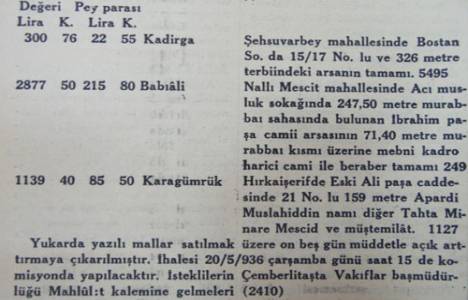 1936 yılında Fatih'te bulunan İbrahim Paşa Cami 2.877 liraya satılacakmış!