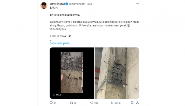 2 yıllık bina için hayrete düşüren bilirkişi raporu: Üniversite tarafından incelenmesi gerekiyormuş!