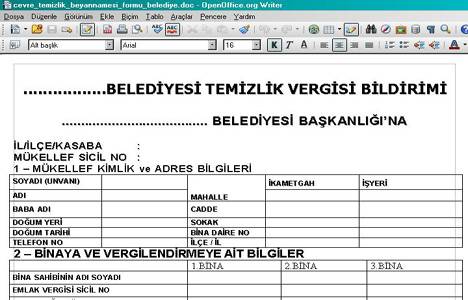 Çevre temizlik vergisi beyannamesi örneği!