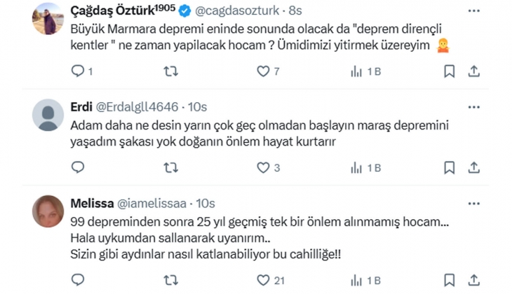 Marmara 3.5 büyüklüğünde sallandı! Prof. Dr. Naci Görür, Bu yörenin doğusunda Kumburgaz Fayında deprem bekliyoruz dedi