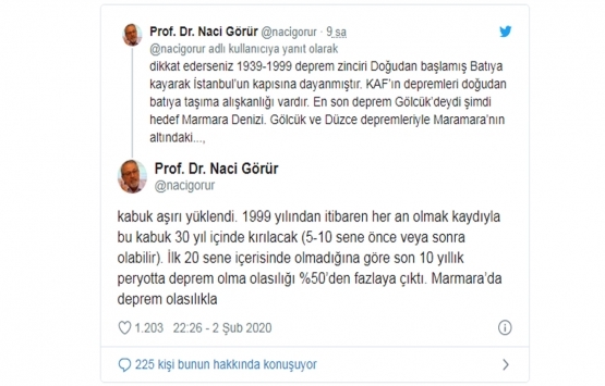 Naci Görür: Marmara’da minimum 7.2 büyüklüğünde deprem olacak!