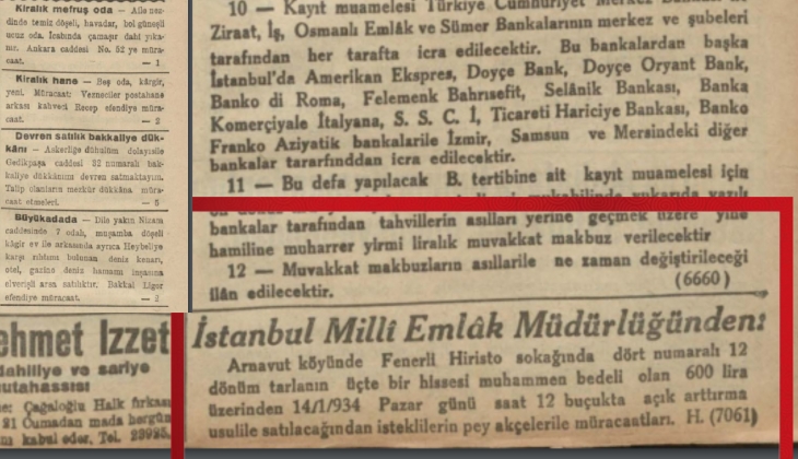 Milli Emlak Arnavutköy'de 1934'te 600 liraya tarla satıyormuş!