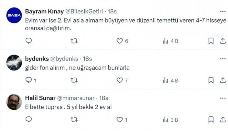3.5 milyon TL ile ev alınırsa yıllık 180 bin kira, Tüpraş hissesi alınırsa yıllık 199 bin 950 TL getiri gelir!