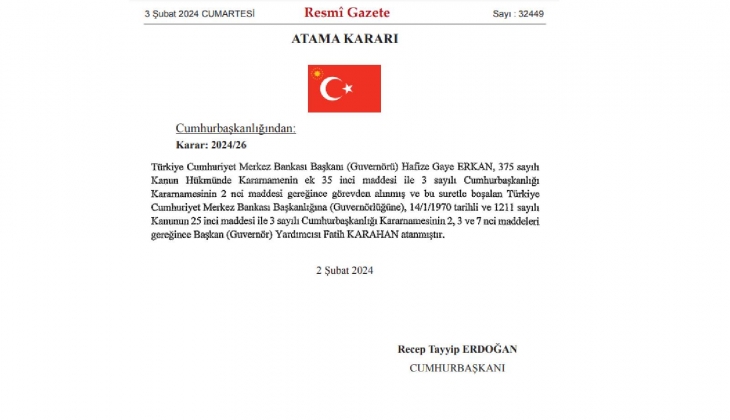 Son dakika! Türkiye Cumhuriyet Merkez Bankası nda yeni Başkan Fatih Karahan oldu!