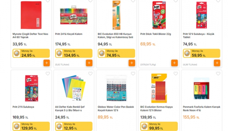 Migros ta kırtasiye ürünlerinde dev indirim! Faber Castell 12 li kuru boya 109, anaokulu çantası 189 TL!