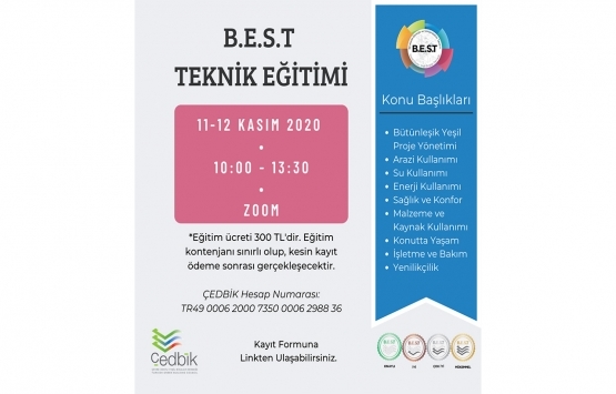 ÇEDBİK Binalarda Ekolojik ve Sürdürülebilir Tasarım Eğtim 11 Kasım da!