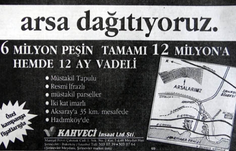 1991 yılında Hadımköy'de arsa dağıtıyorlarmış!