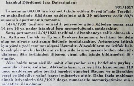 1932 yılında Teşvikiye'de bir apartman 84 bin liraymış!