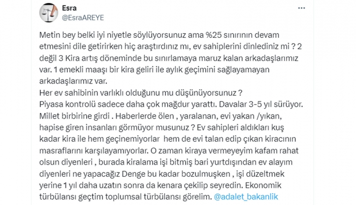 Eski milletvekili Metin Külünk, kirada yüzde 25 uygulaması devam etmeli dedi! Ev sahiplerinden tepki gecikmedi!