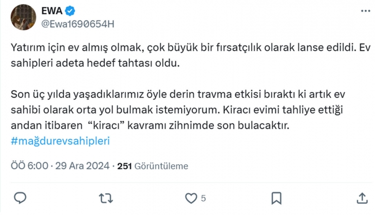 Tebernüş Kireçci Orta yolu bulamıyoruz dedi: Yatırım için ev almak da kiracı olmak da suç değil!