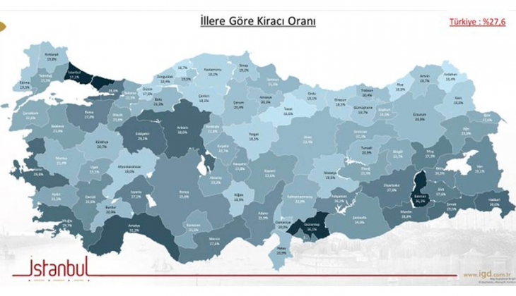 Türkiye de kiracı oranı yüzde 27,6 oldu! İşte il il kiracı oranları...
