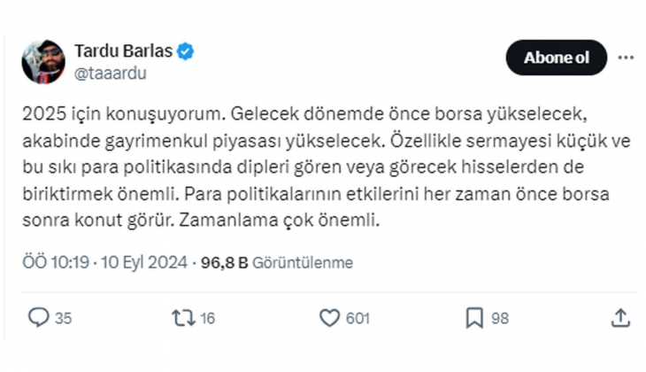 Gayrimenkul piyasası 2025 te yükselecek: Önce borsadan sinyal gelecek!