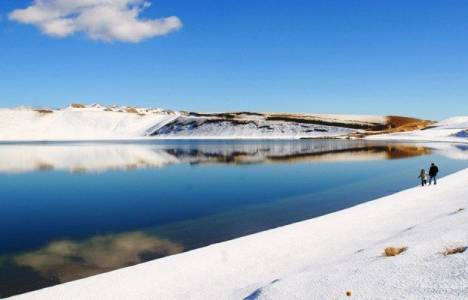Aygır Gölü'nde kış güzelliği!