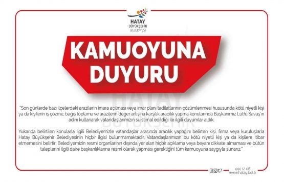 Hatay Büyükşehir Belediyesi’nden imar tadilatı planlaması açıklaması!