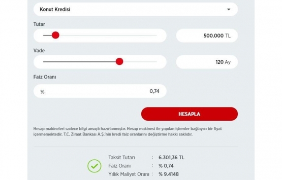 0.74 ve 0.64 faizli konut kredisi hesaplama nasıl yapılır?