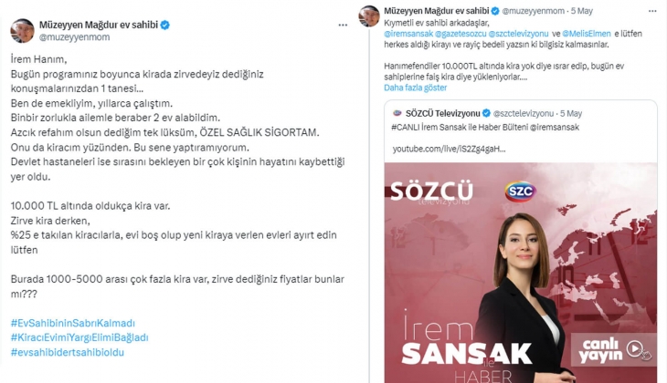 Mağdur ev sahibinden gazetecilere yanlış haber isyanı! 10 bin TL den düşük kira...