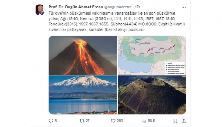 Prof. Dr. Ahmet Ercan dan dikkat çeken yanardağ uyarısı: Depremde patlama yapabilir!