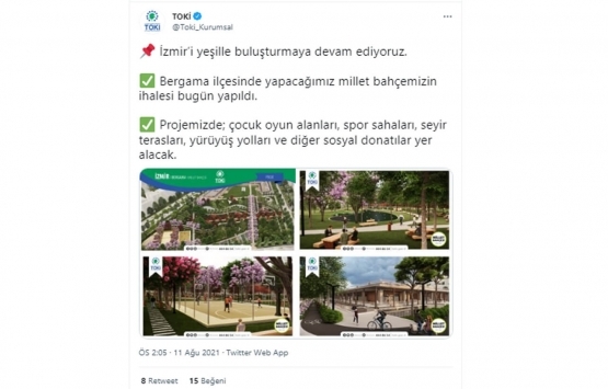 İzmir Bergama Millet Bahçesi nin ihalesi yapıldı!