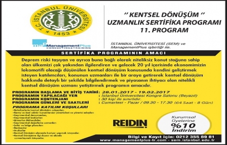 Kentsel Dönüşüm Uzmanlık Sertifika Programı 28 Ocak ta!
