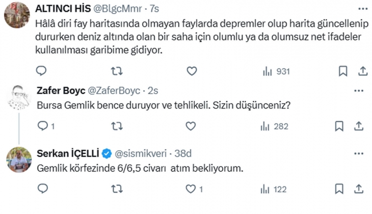 Maden Teknolojisi ve Yer Bilimleri Uzmanı Serkan İçelli: Marmara da 7,2 ve 7,4 deprem senaryosu baştan sona yanlış!