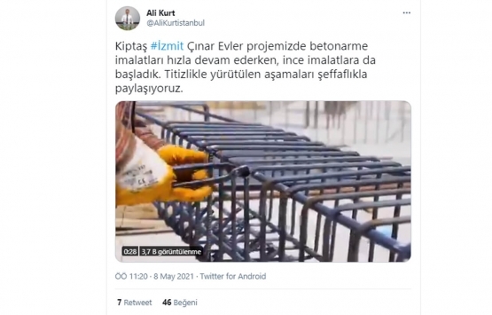 KİPTAŞ İzmit Çınar Evler projesinin inşaatında son durum ne?