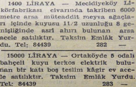 1947 yılında Mecidiyeköy'de 6.000 metrekare arsa 1.400 liraya satılacakmış!
