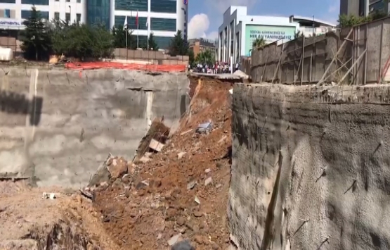 Ümraniye'de inşaatın perde duvarı çöktü!