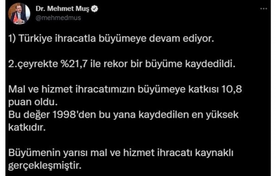 Mehmet Muş açıkladı: Türkiye ihracatla büyümeye devam ediyor!