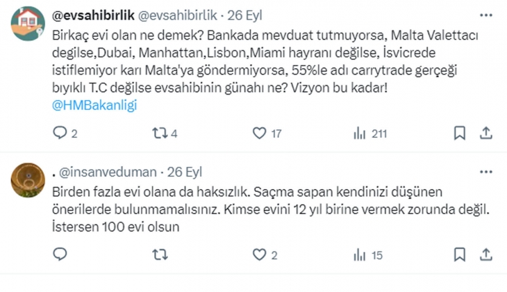 İş insanı Bakan Şimşek e seslendi: Birkaç evi olanlara yüksek vergi getirilmeliydi! 